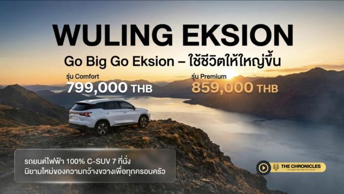 WULING EKSION รถไฟฟ้า SUV 7 ที่นั่ง ราคา 799,000 บาท — ไซส์เกือบ PPV วิ่ง 530 กม. ราคาไม่ถึงล้าน คุ้มแค่ไหน?