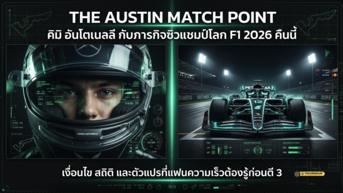 อันโตเนลลี จ่อแชมป์โลก F1 2026 ที่ออสติน คืนนี้ — เด็ก 20 ขวบ ลุ้นล้มสถิติ 16 ปีของเวทเทล